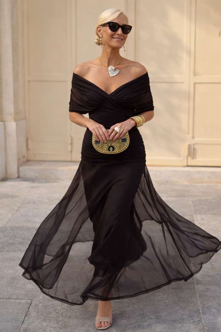 Abito lungo floreale elegante da donna fluido e raffinato