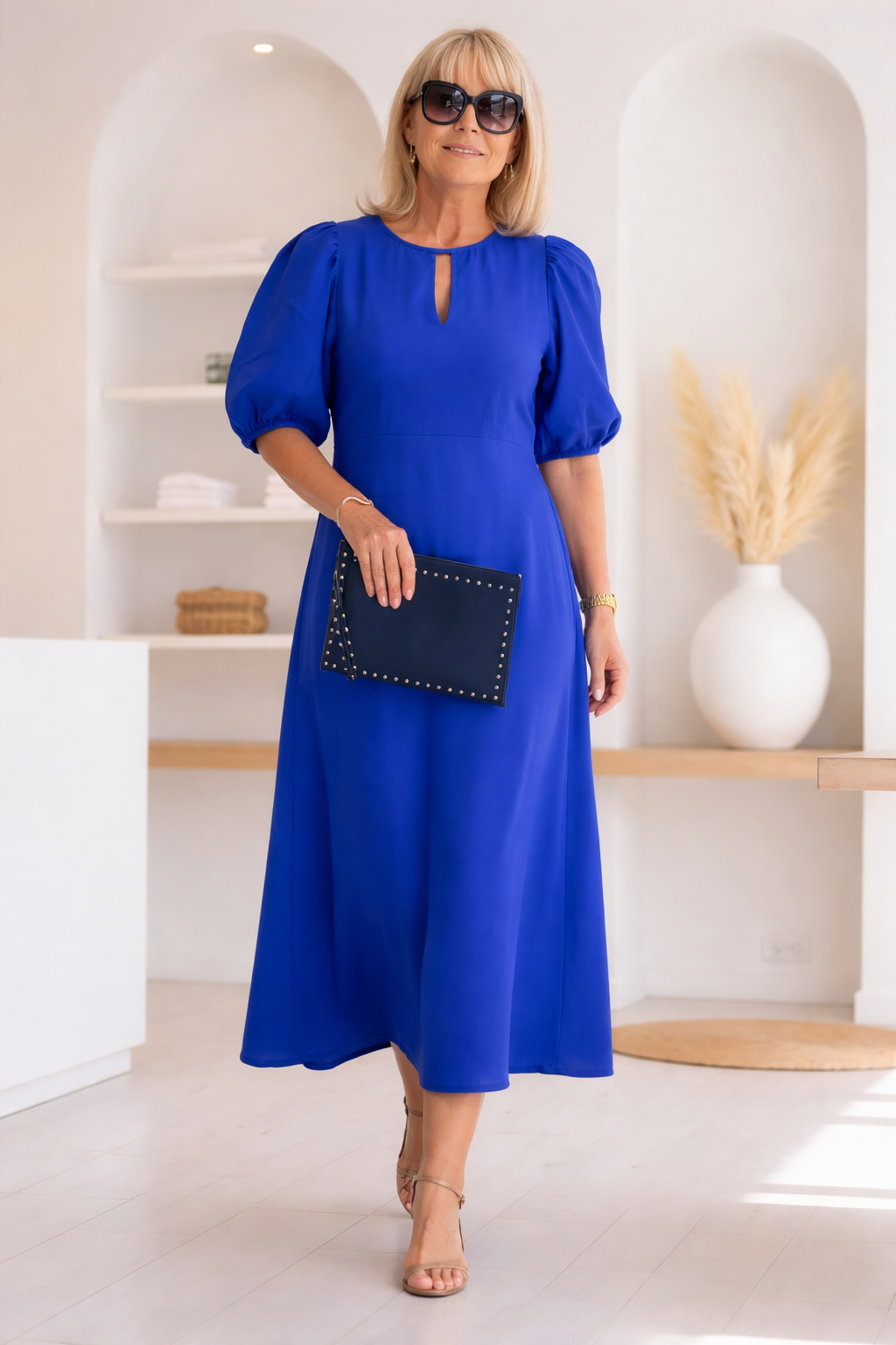 Abito midi elegante strutturato da donna
