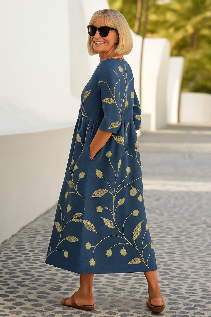 Abito midi fluido da donna elegante e leggero