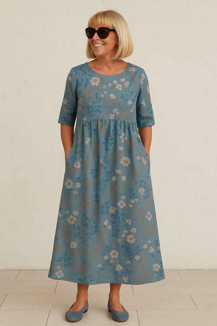 Abito midi fluido da donna elegante e leggero