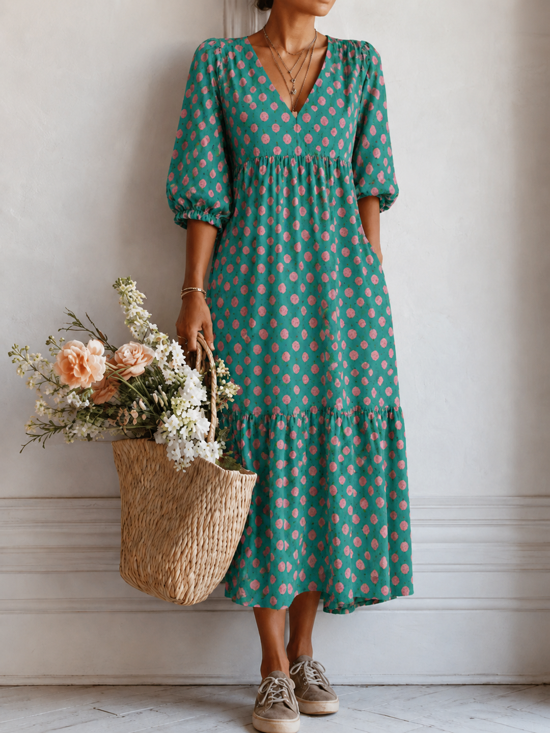 Abito boho estivo donna floreale e leggero