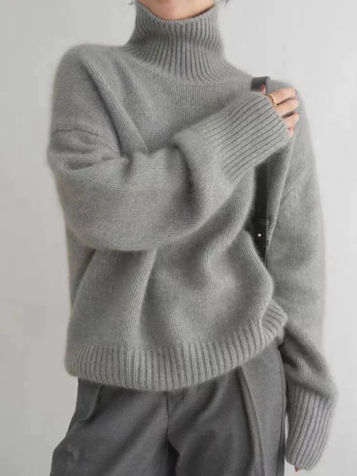 Maglione donna in cashmere con collo alto elegante e caldo