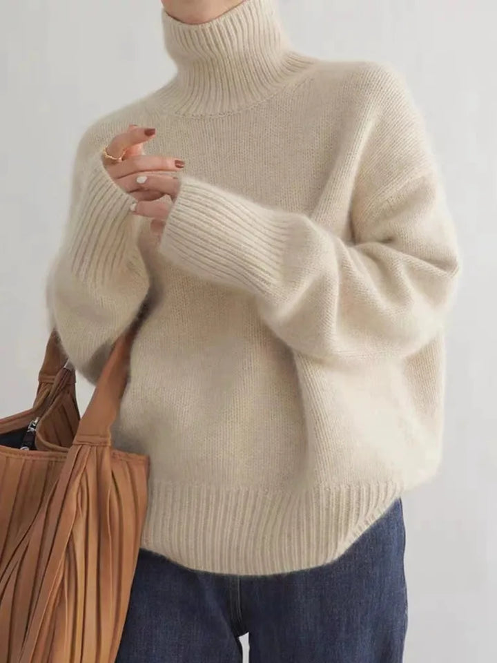 Maglione donna in cashmere con collo alto elegante e caldo