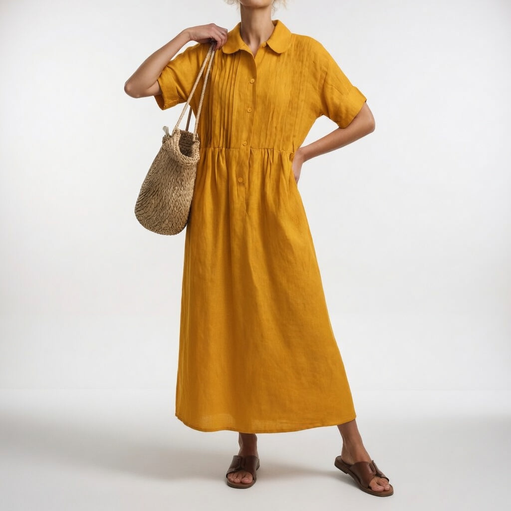 Abito chemisier lungo donna in cotone leggero