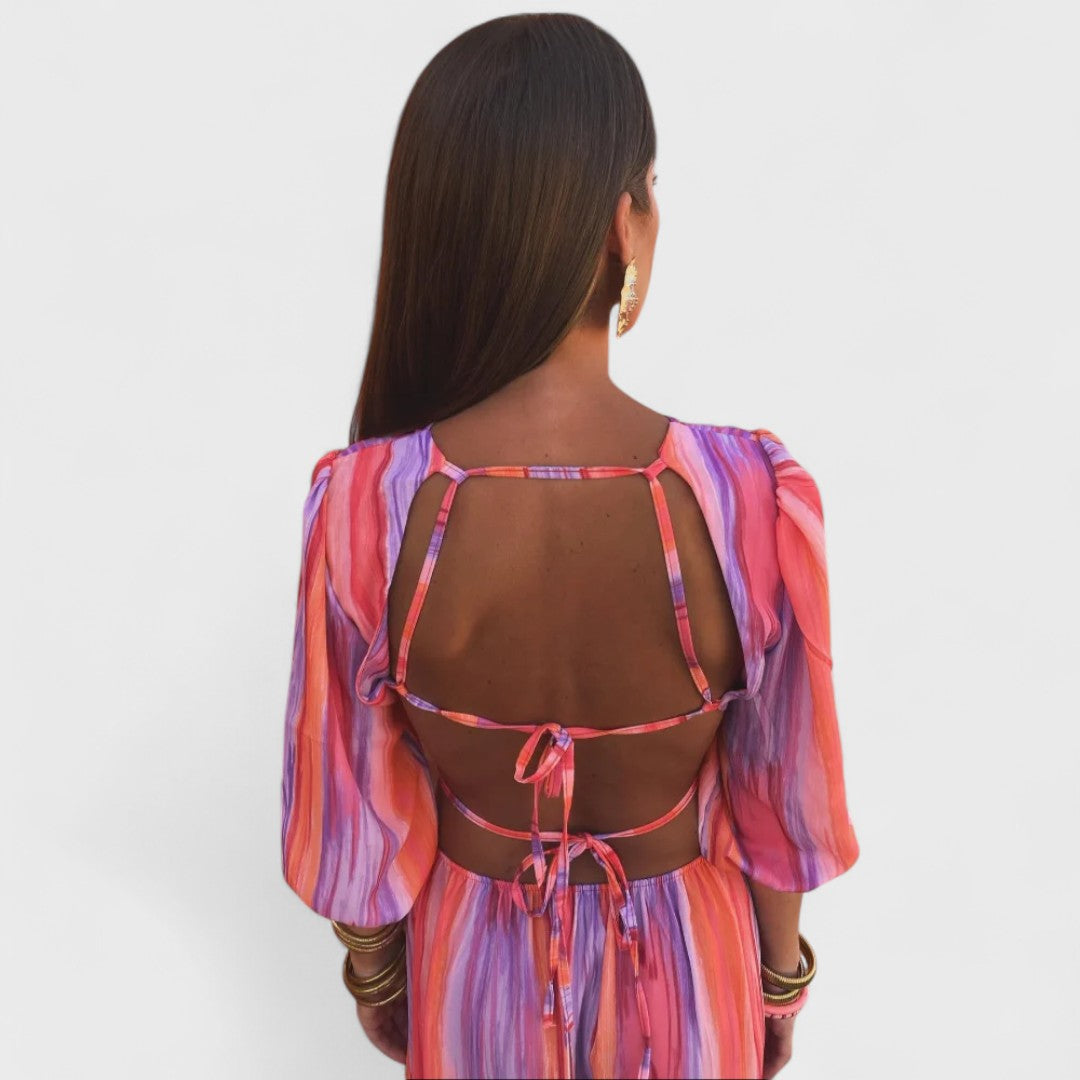 Abito maxi fluido da donna elegante e colorato