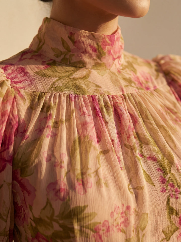 Abito elegante in chiffon floreale raffinato per donna