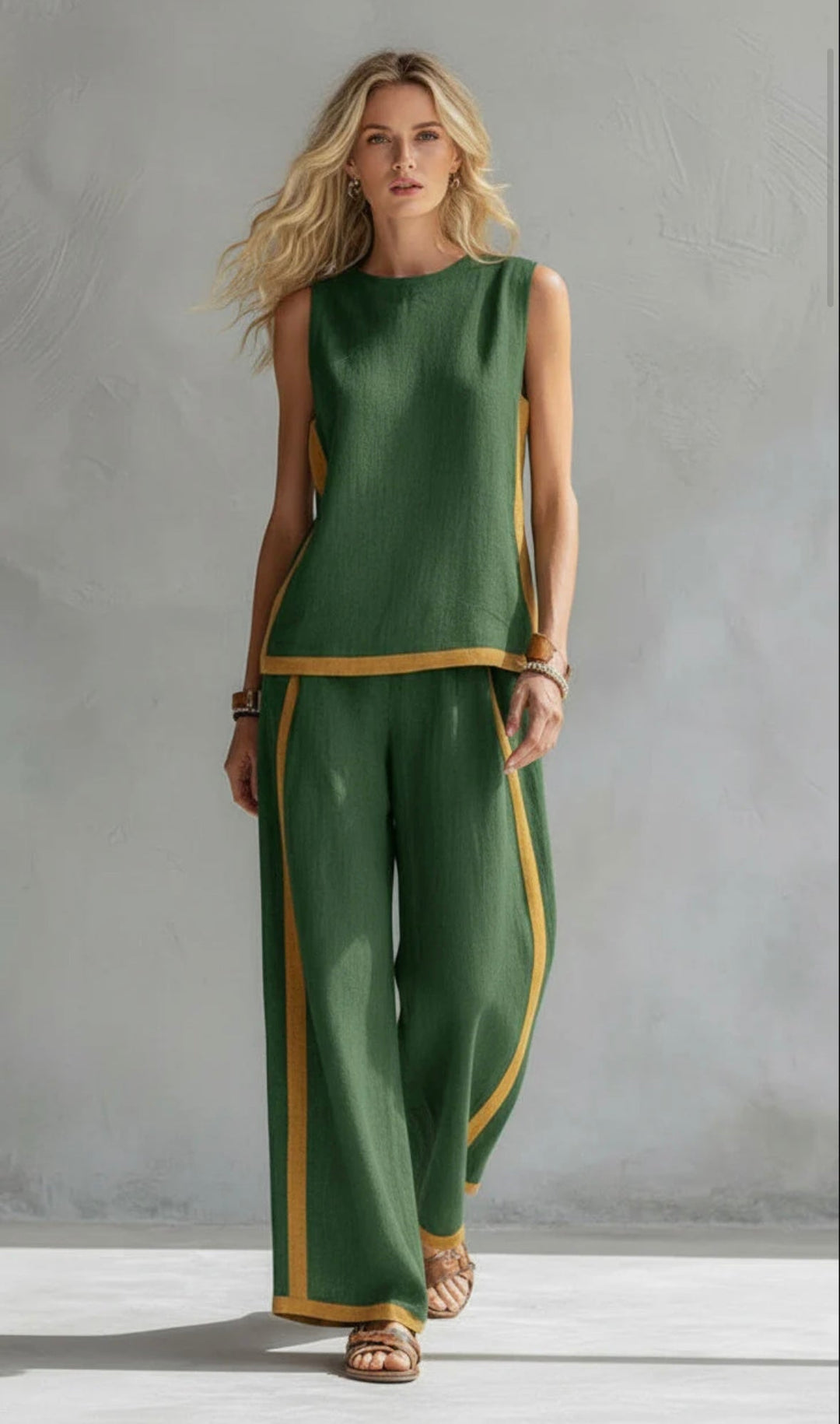 Completo donna due pezzi in cotone e lino elegante e leggero