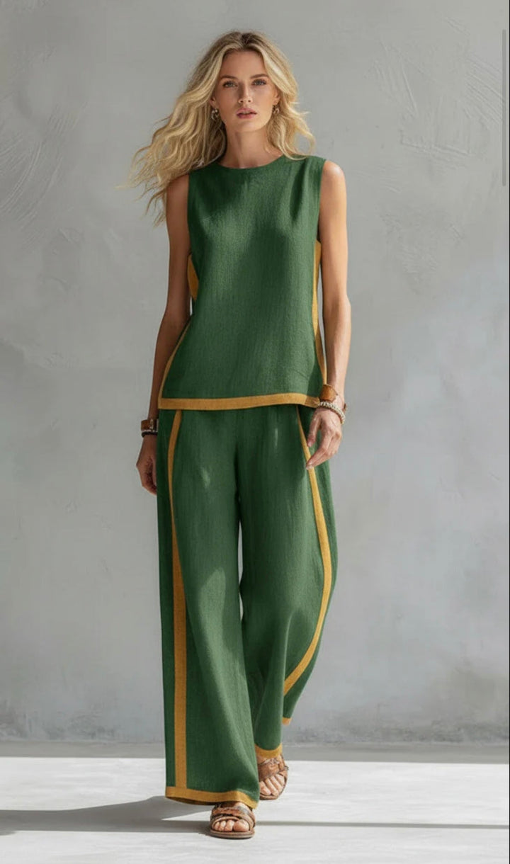 Completo donna due pezzi in cotone e lino elegante e leggero