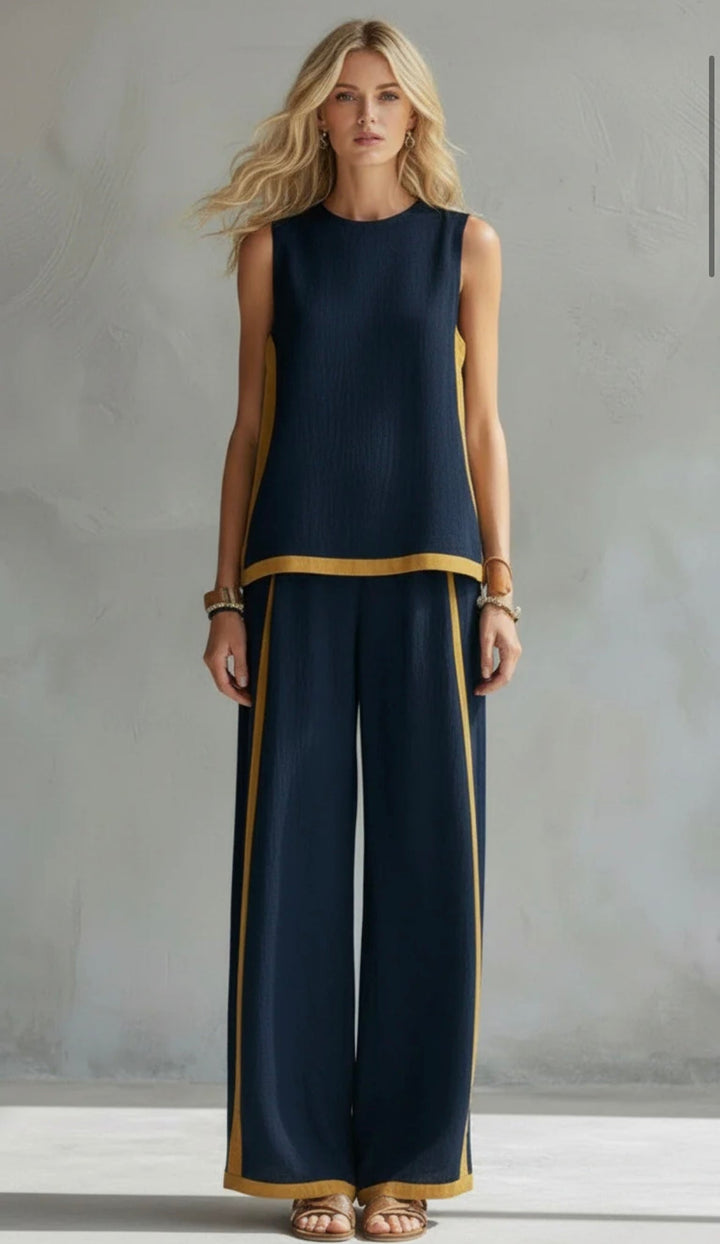 Completo donna due pezzi in cotone e lino elegante e leggero