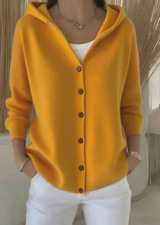 Cardigan donna morbido con cappuccio elegante casual