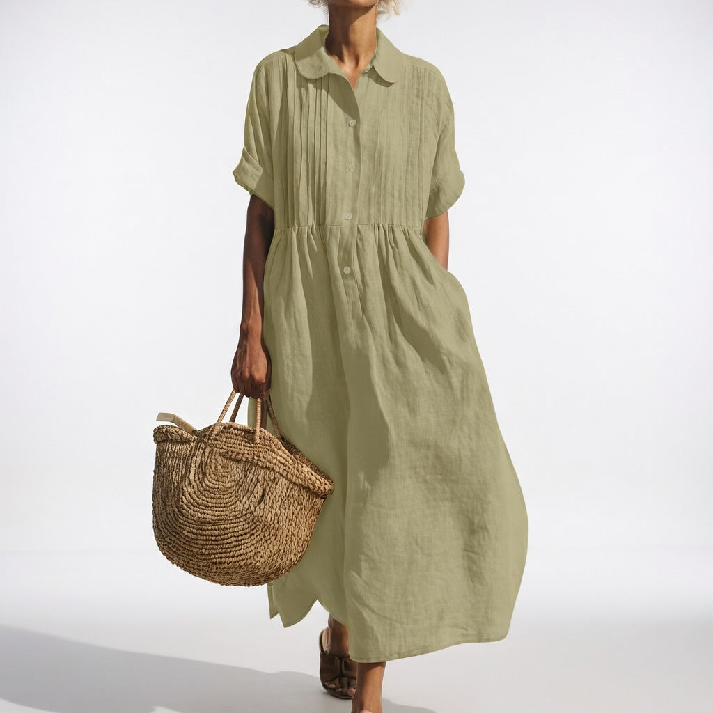 Abito chemisier lungo donna in cotone leggero