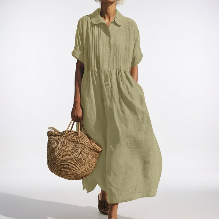 Abito chemisier lungo donna in cotone leggero