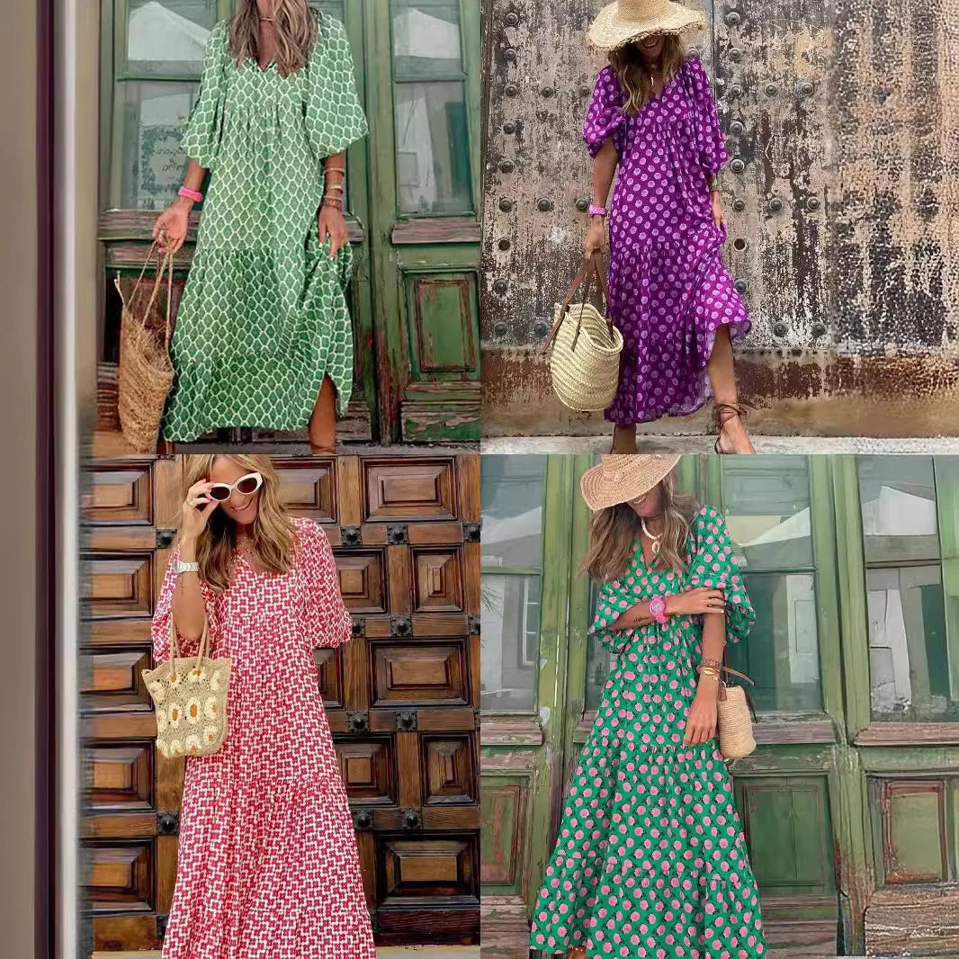 Abito boho estivo donna floreale e leggero