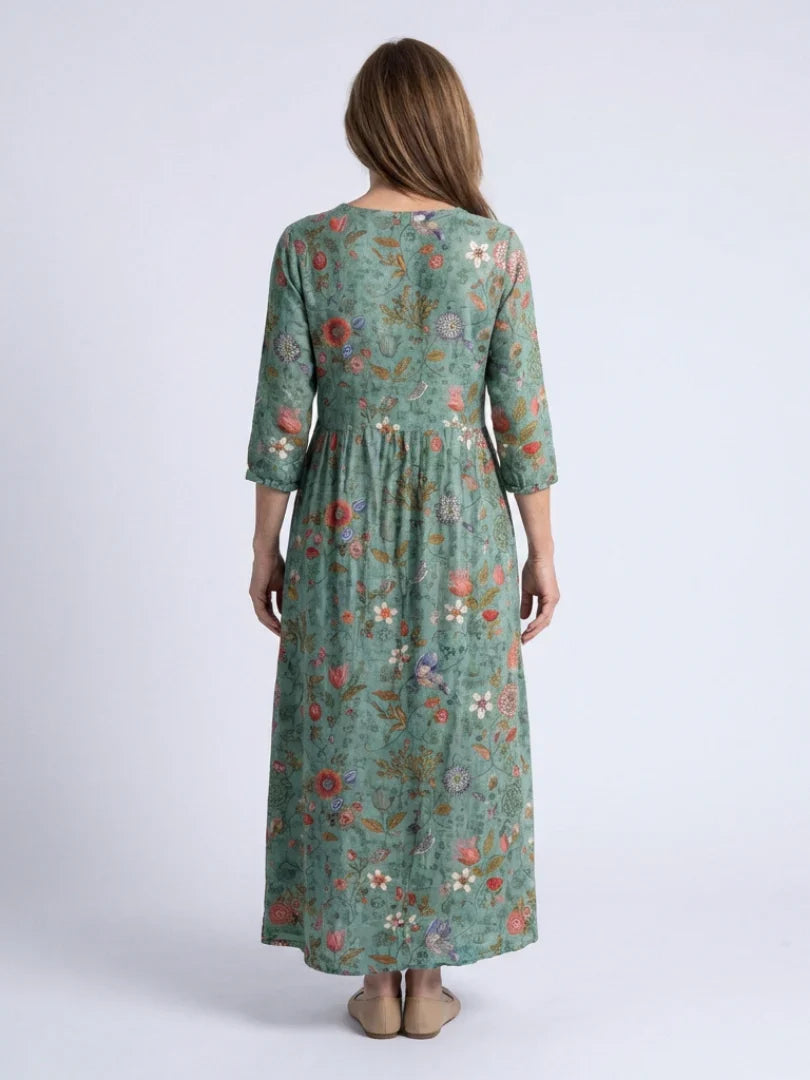 Abito lungo fluido in cotone da donna elegante e leggero