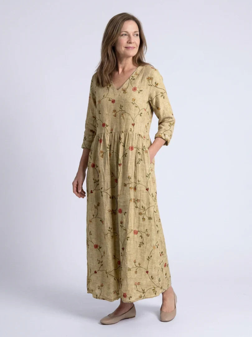 Abito lungo fluido in cotone da donna elegante e leggero