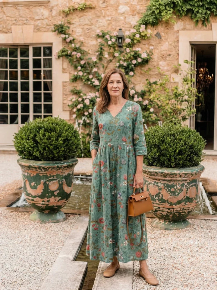 Abito lungo fluido in cotone da donna elegante e leggero