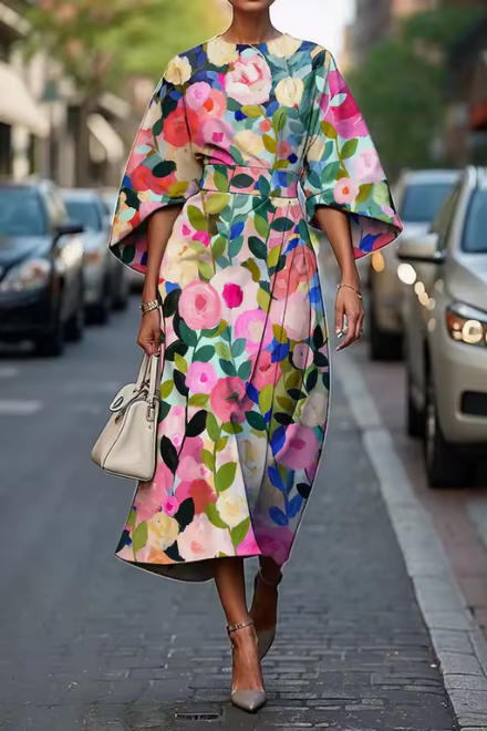 Abito floreale da donna elegante e leggero estivo