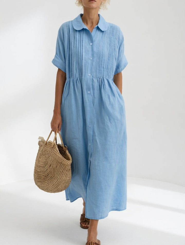 Abito chemisier lungo donna in cotone leggero