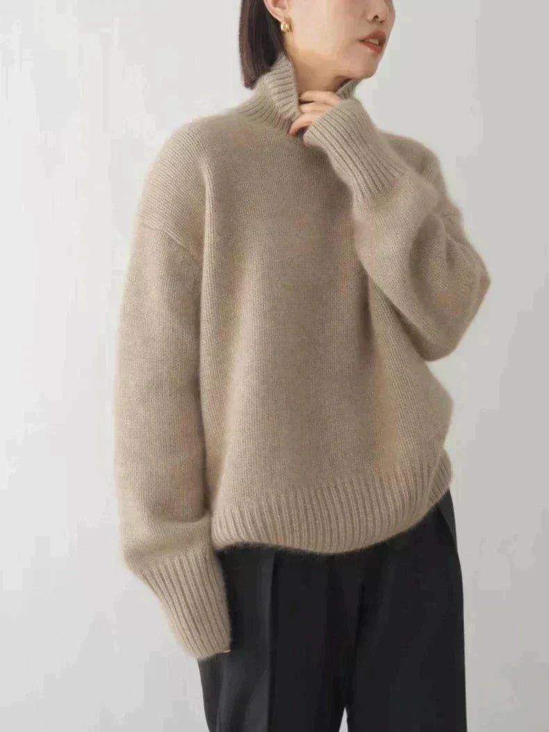 Maglione donna in cashmere con collo alto elegante e caldo