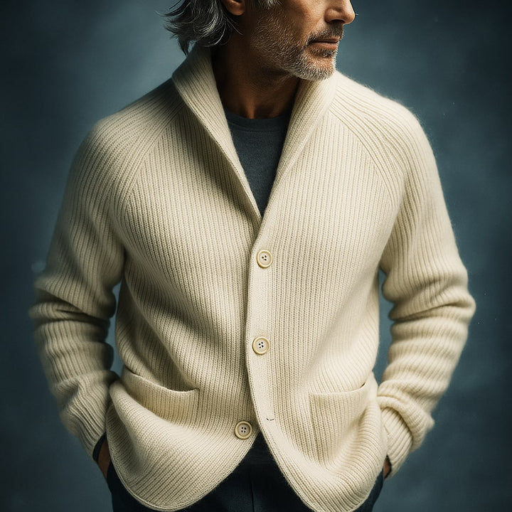 Gilet uomo caldo strutturato con collo scialle elegante