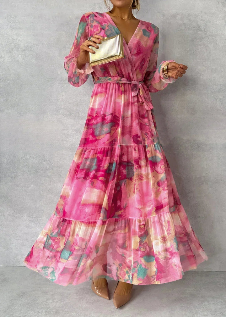 Abito portafoglio floreale da donna elegante e leggero