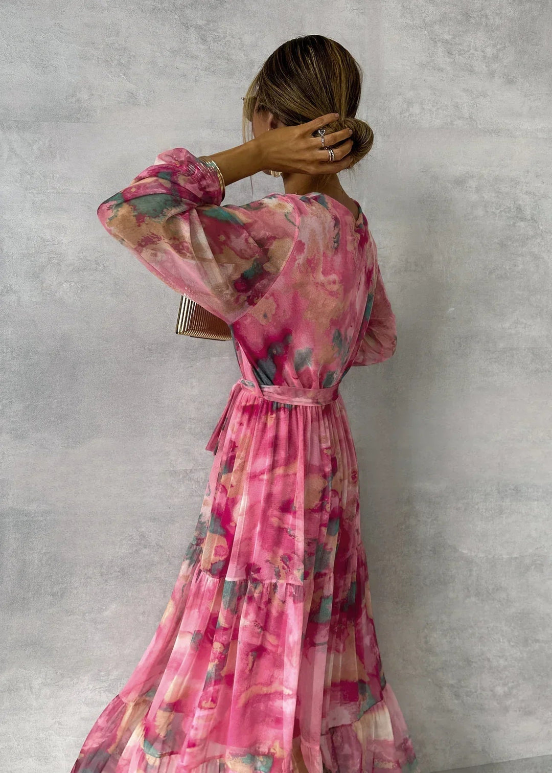 Abito portafoglio floreale da donna elegante e leggero