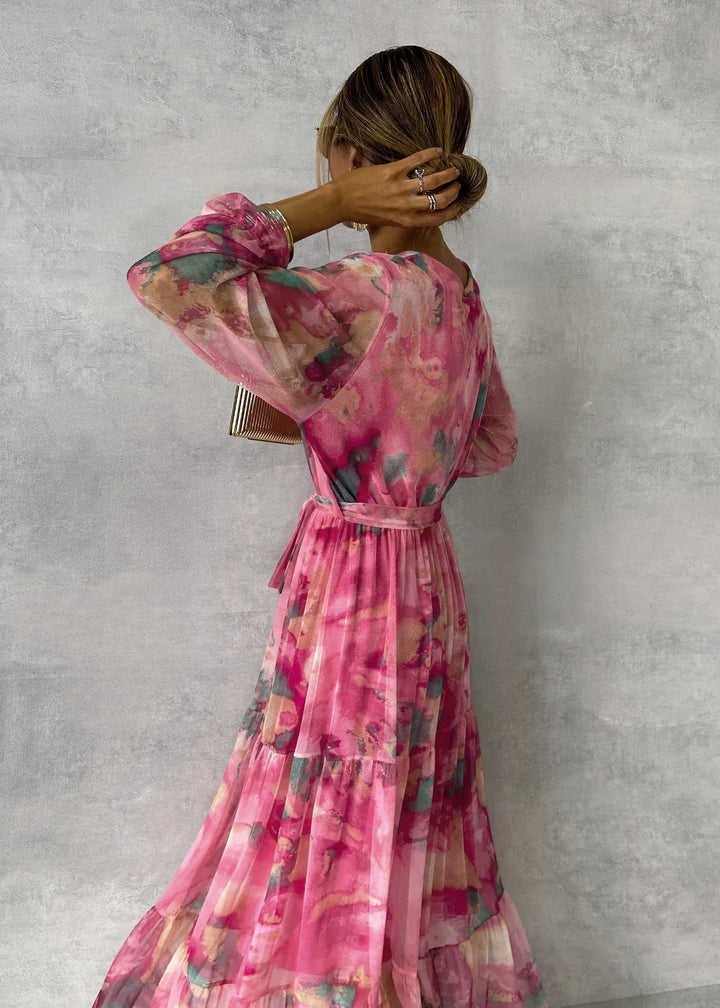 Abito portafoglio floreale da donna elegante e leggero