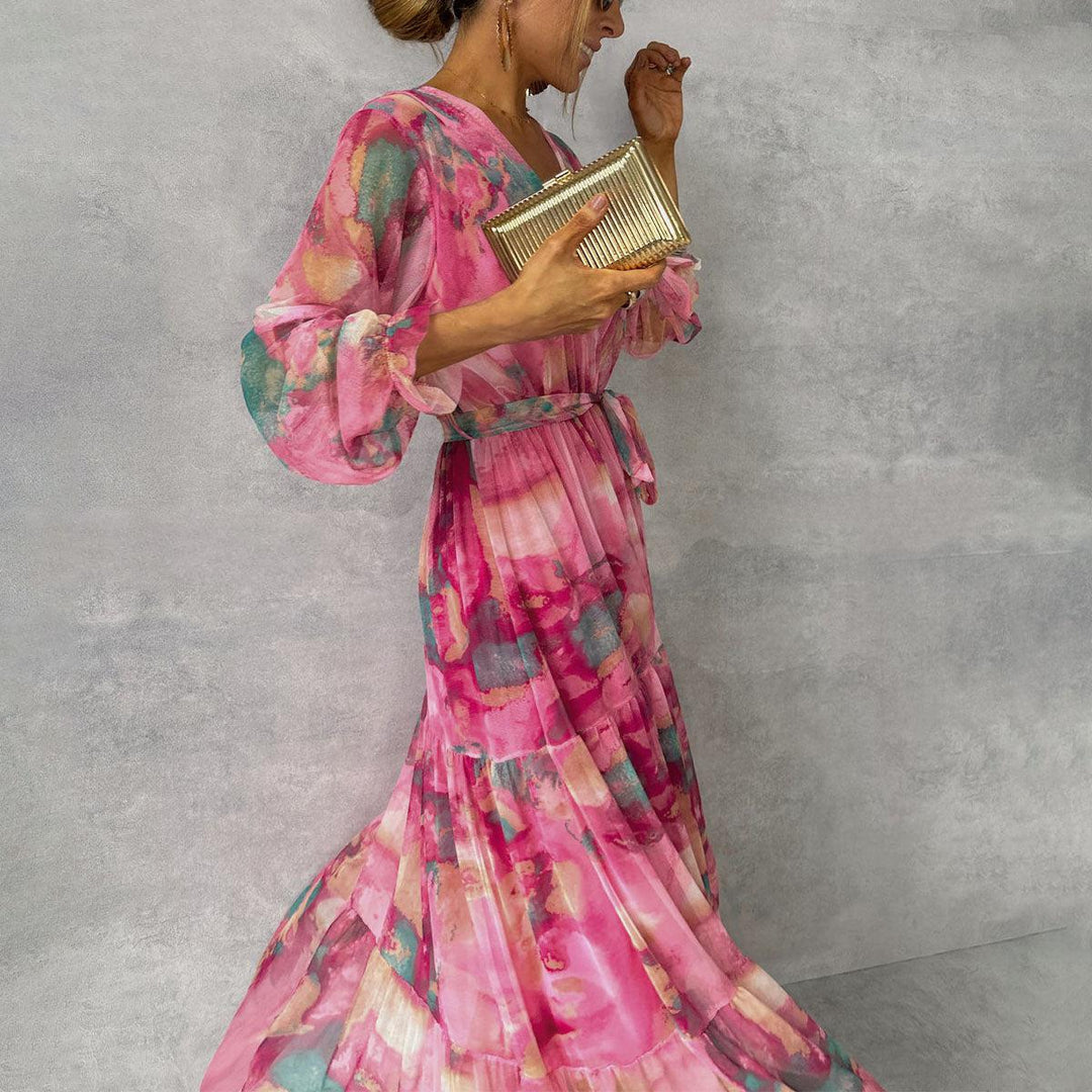 Abito portafoglio floreale da donna elegante e leggero