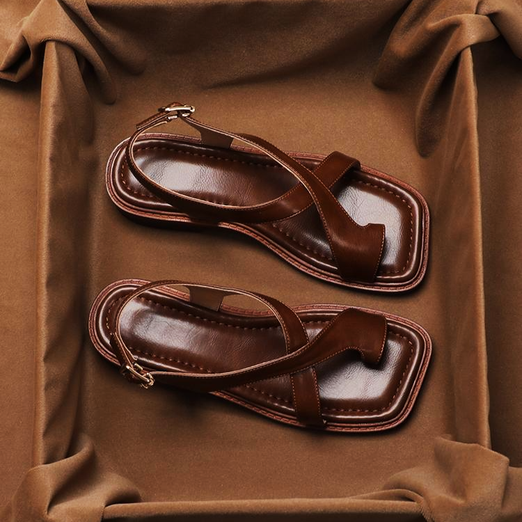 Sandali donna in pelle italiana con fasce incrociate