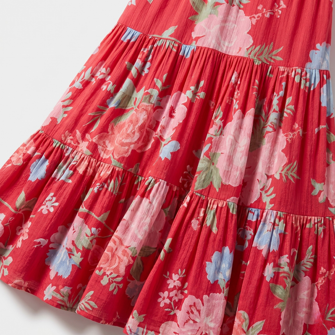 Abito floreale elegante con scollo a V fluido per donna