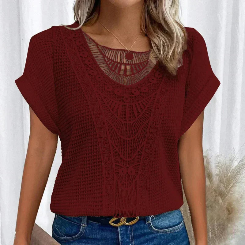Top elegante in pizzo leggero e traspirante per donna