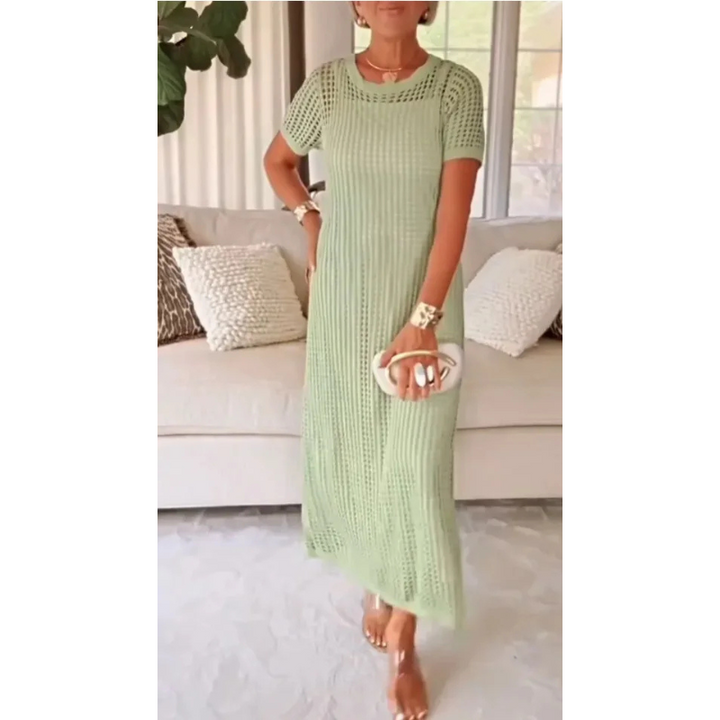 Abito maxi elegante a strati con sottoveste inclusa per donna