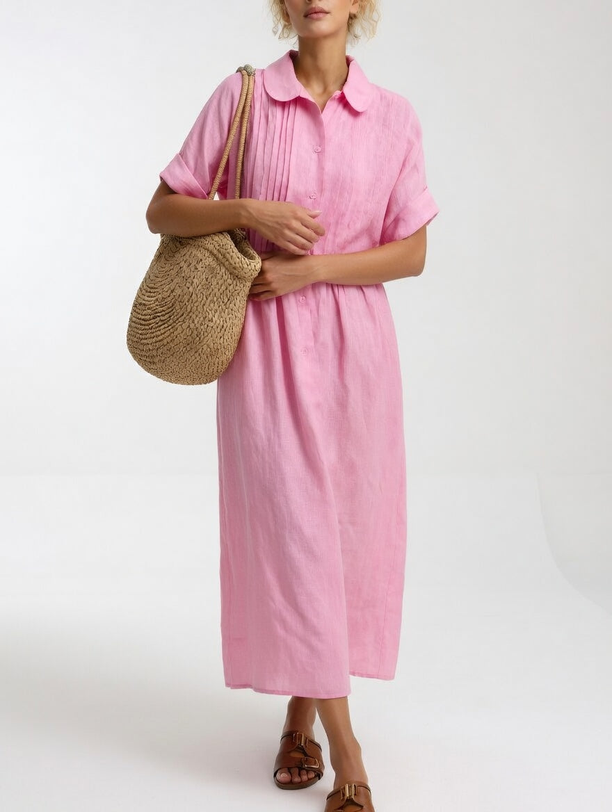 Abito chemisier lungo donna in cotone leggero