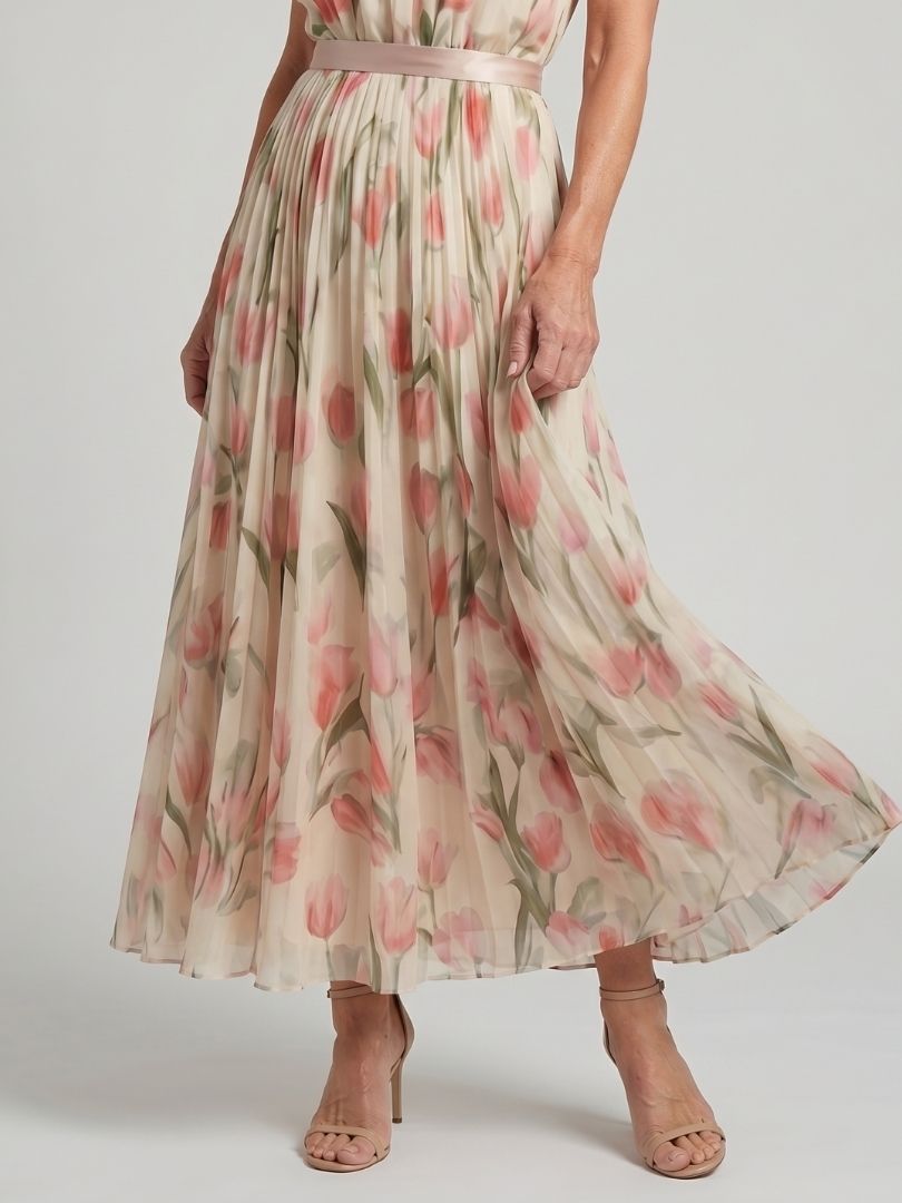 Abito midi floreale donna con collo halter elegante