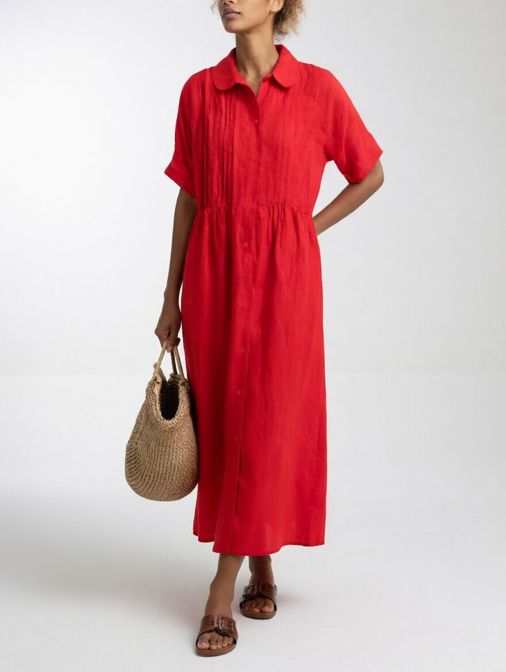Abito chemisier lungo donna in cotone leggero