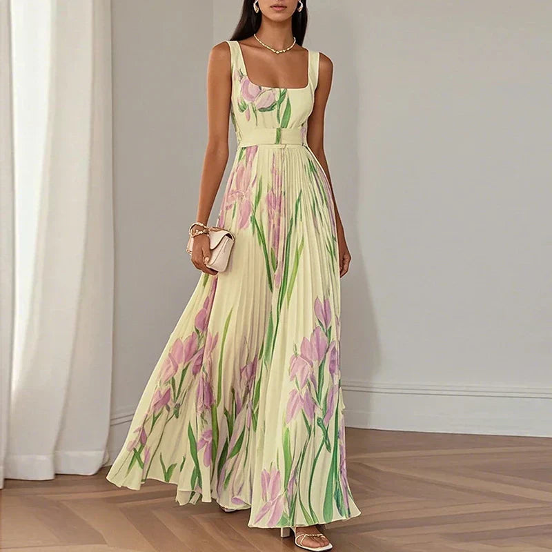 Abito maxi floreale donna in seta naturale