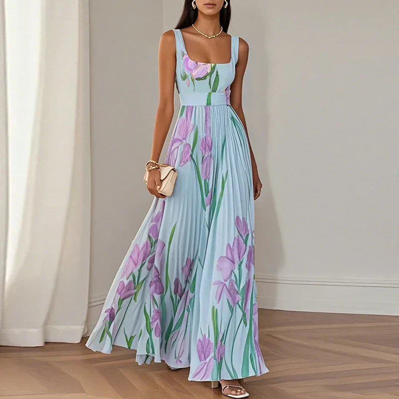 Abito maxi floreale donna in seta naturale