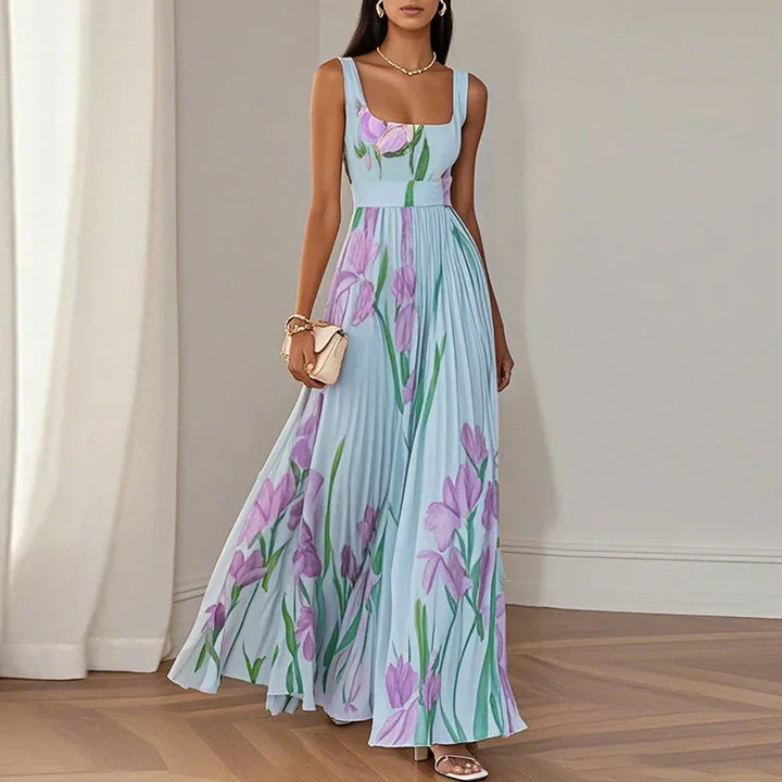 Abito maxi floreale donna in seta naturale