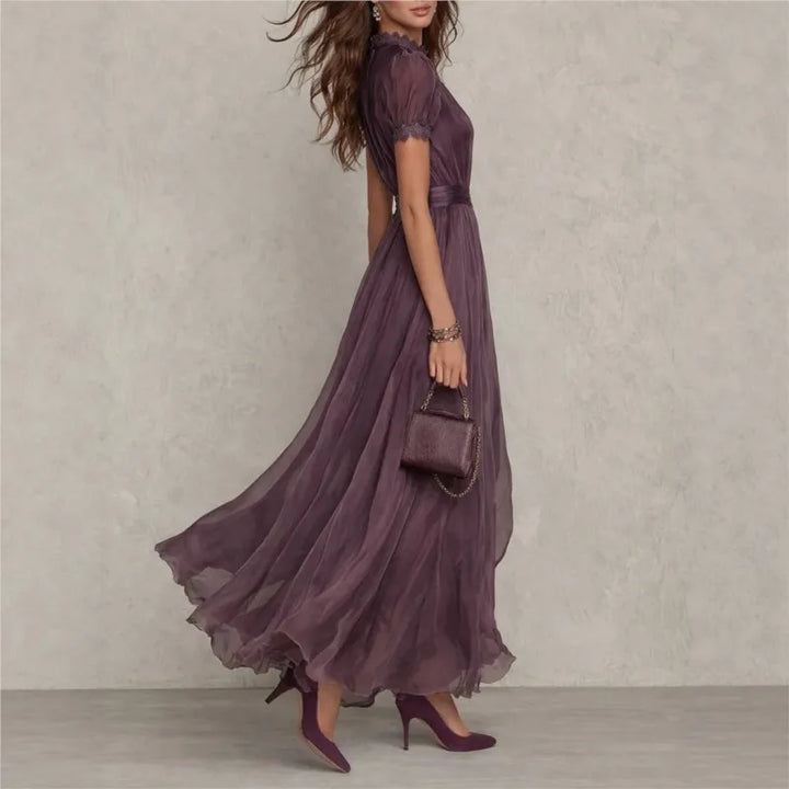 Abito elegante donna in chiffon con pizzo vintage