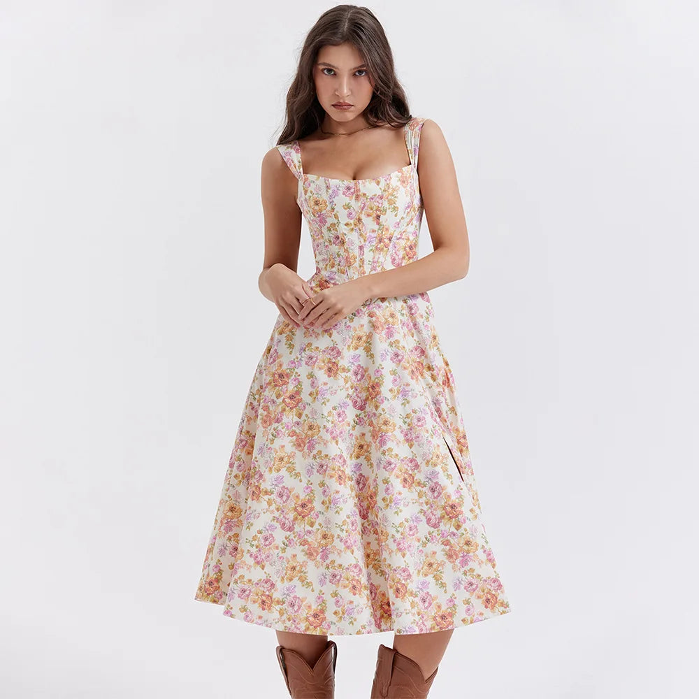 Abito midi floreale elegante e femminile da donna