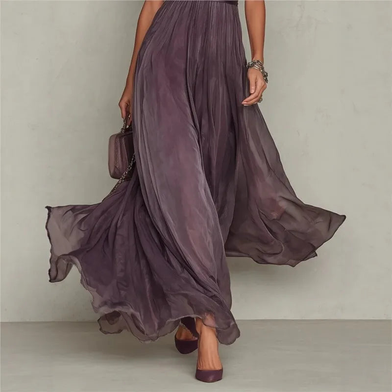 Abito elegante donna in chiffon con pizzo vintage