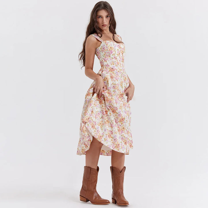 Abito midi floreale elegante e femminile da donna