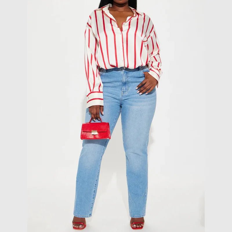Camicia donna satinata a righe elegante e raffinata