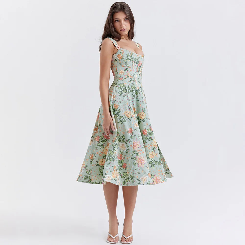 Abito midi floreale elegante e femminile da donna