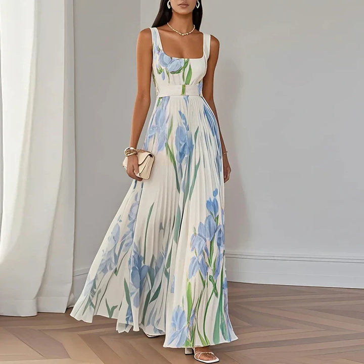 Abito maxi floreale donna in seta naturale