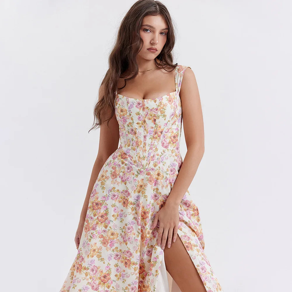Abito midi floreale elegante e femminile da donna