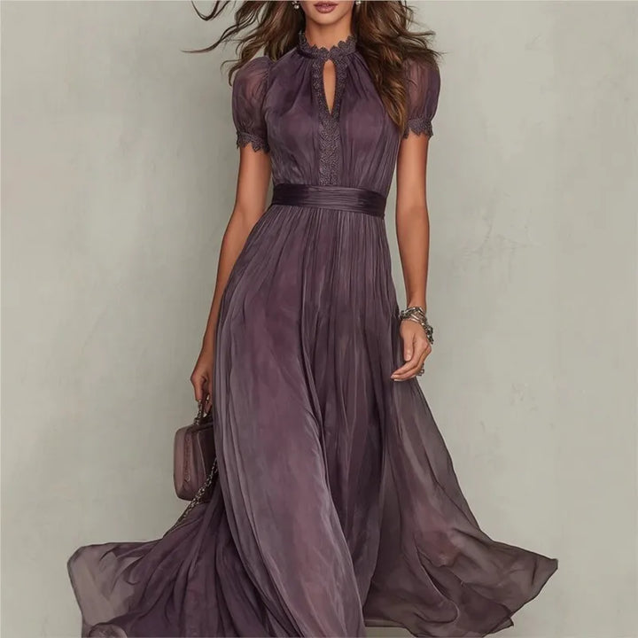 Abito elegante donna in chiffon con pizzo vintage