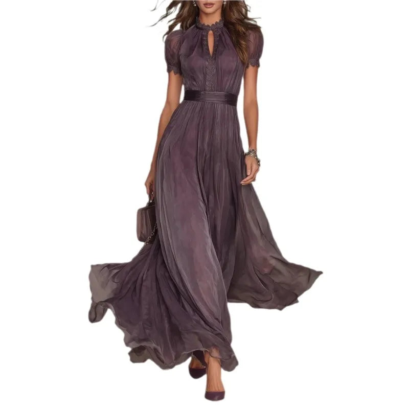 Abito elegante donna in chiffon con pizzo vintage