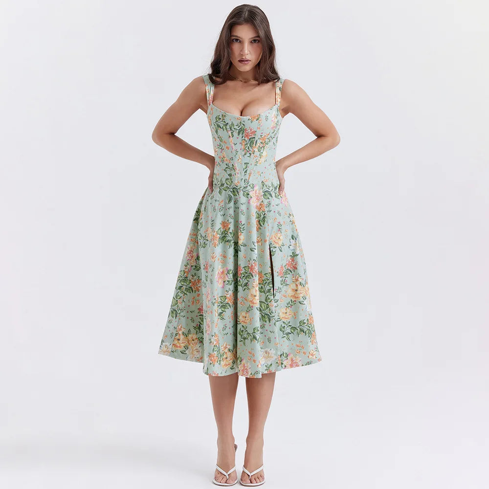 Abito midi floreale elegante e femminile da donna