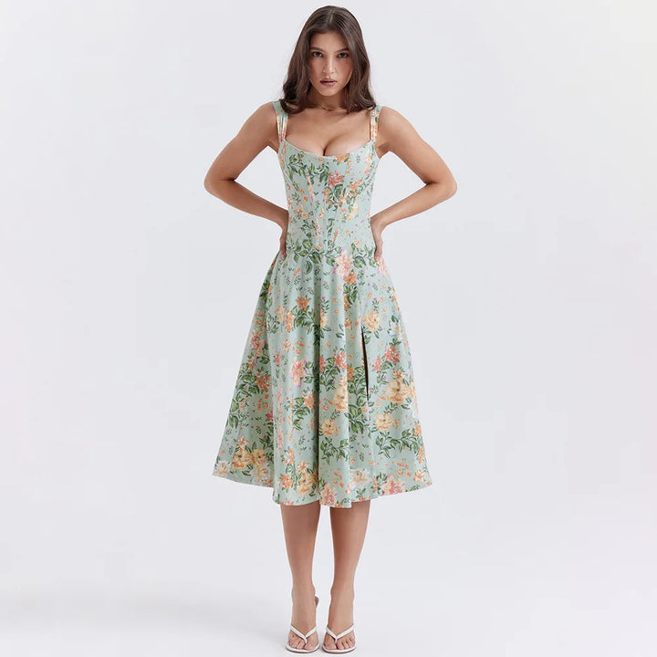 Abito midi floreale elegante e femminile da donna